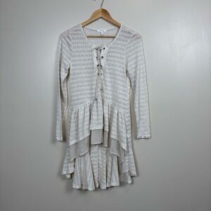 Maurices Top Womens‎ M Beige Lagenlook Festival Fairy Goth Linen Blend Tunic